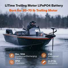 LiTime 12V 100Ah Marine Deep Cycle Battery for Electric Outboard Trolling Motor