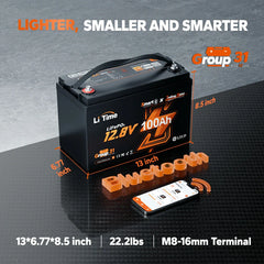 LiTime 12 Volt 100Ah TM Lithium Marine Trolling Motor Battery with Bluetooth